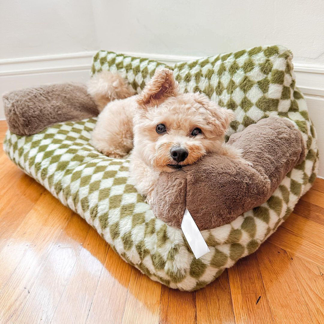 Cozy Plush Dog Sofa