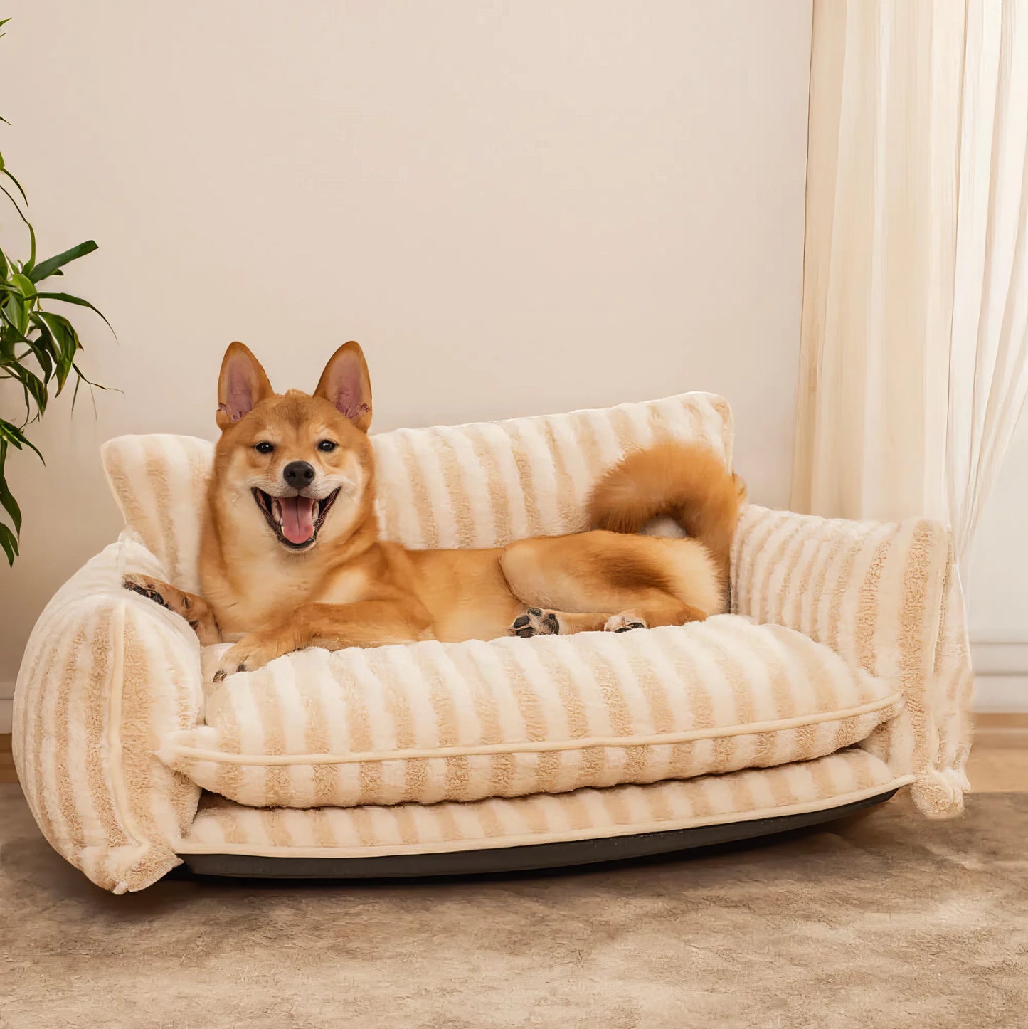 Striped Plush Pet Sofa