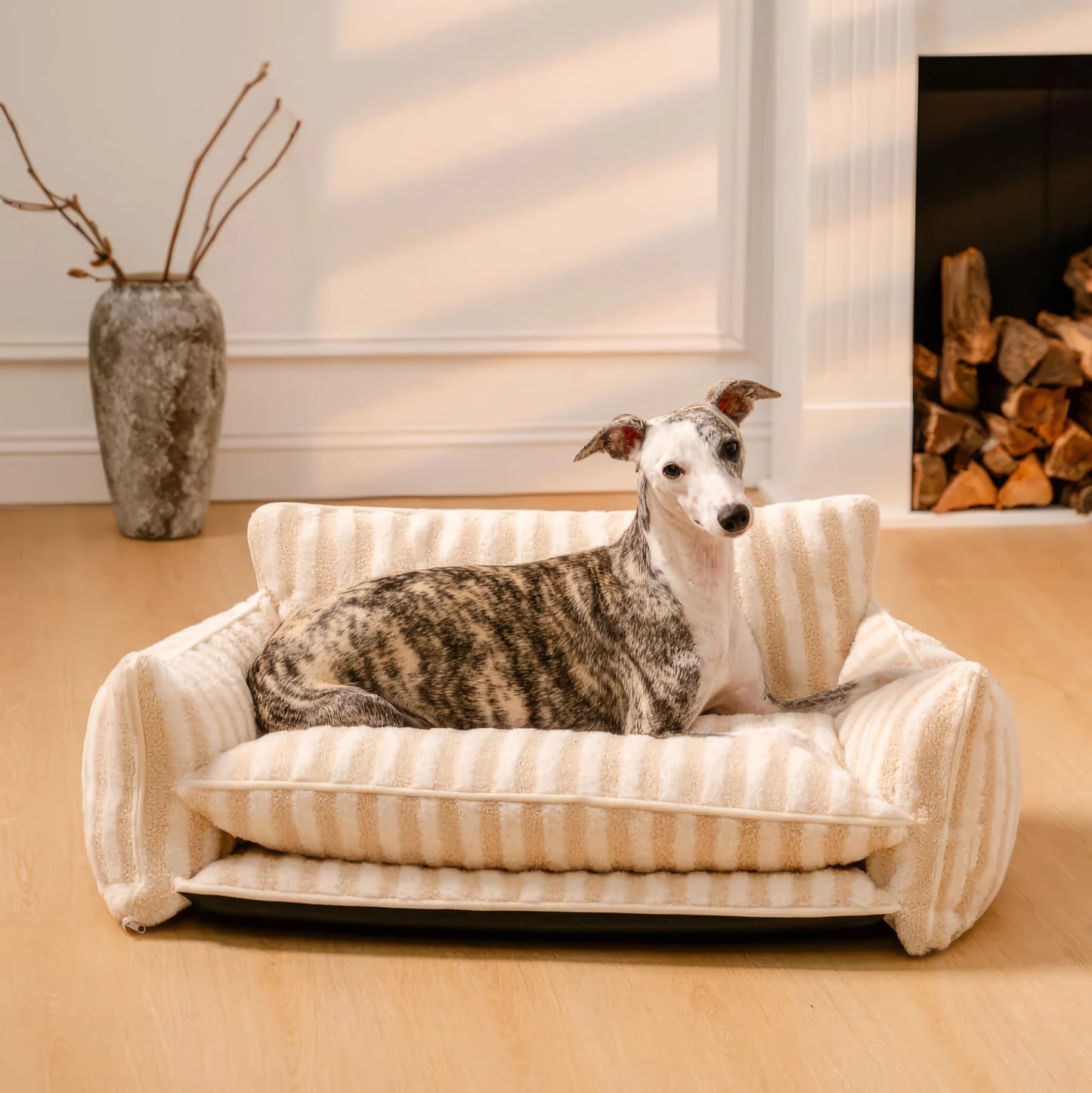 Striped Plush Pet Sofa