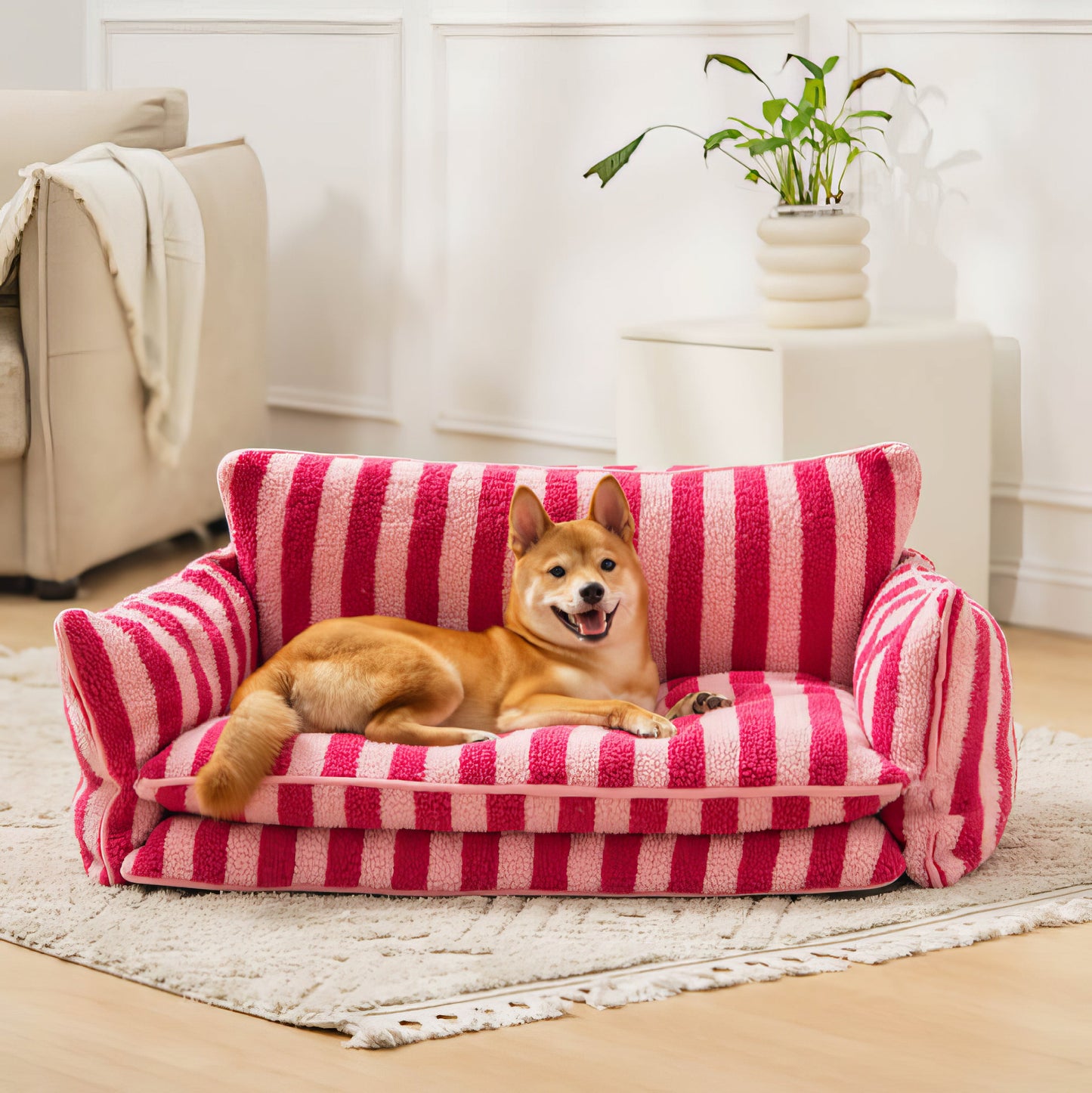 Striped Plush Pet Sofa