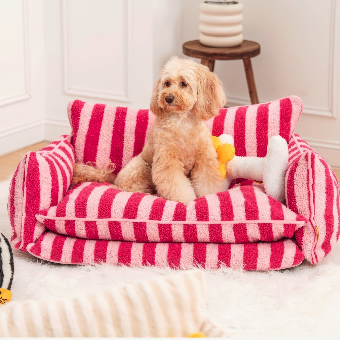 Striped Plush Pet Sofa